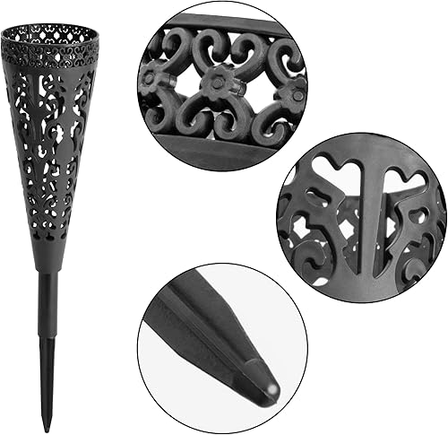 Miniatura 3 de Wehhbtye Paquete de 2 conos florales de 13 pulgadas para decoración de cementerio conmemorativo, soporte floral de plástico con estaca larga y