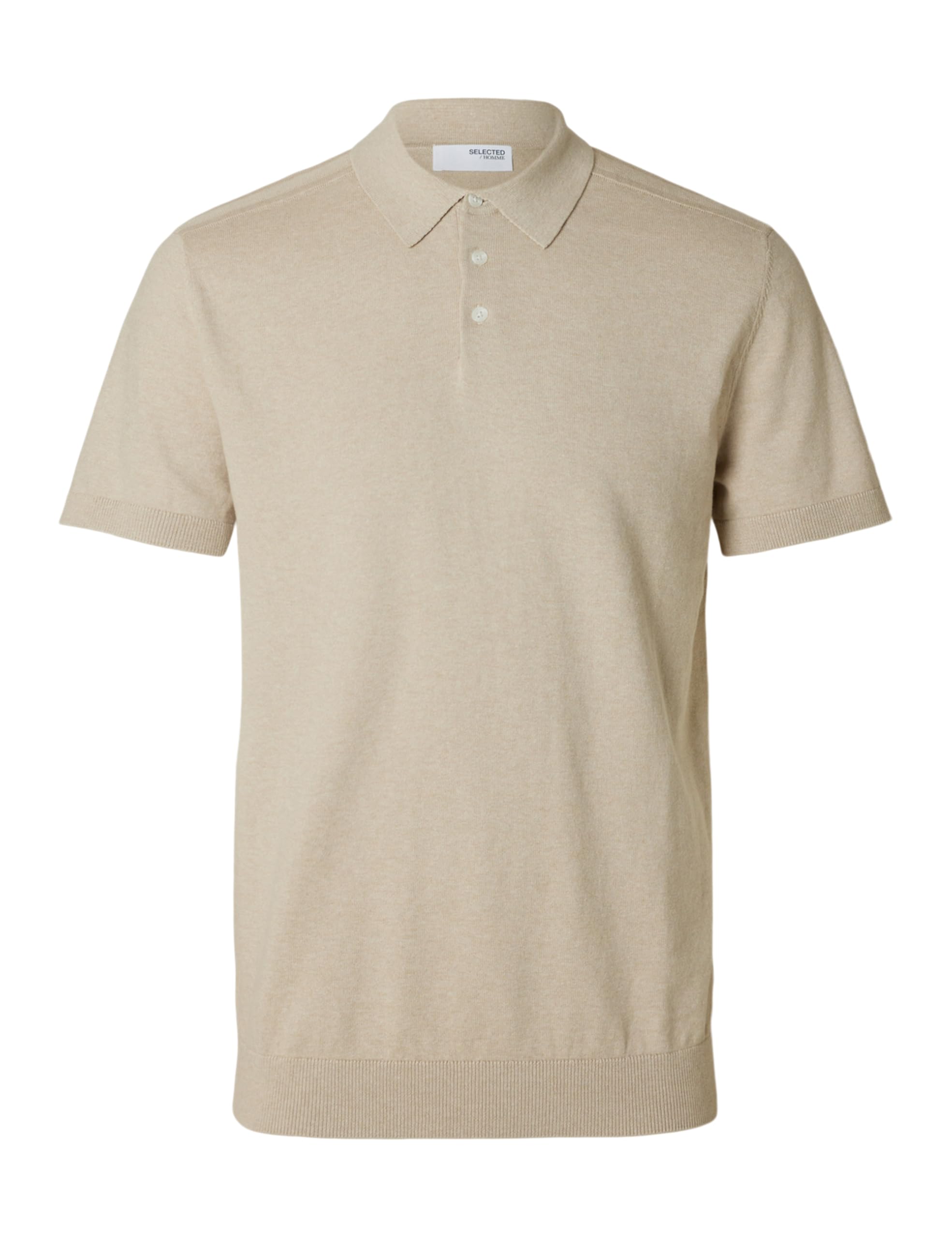 SELECTED FEMME Slhberg SS Knit Polo Noos, Oatmeal, L