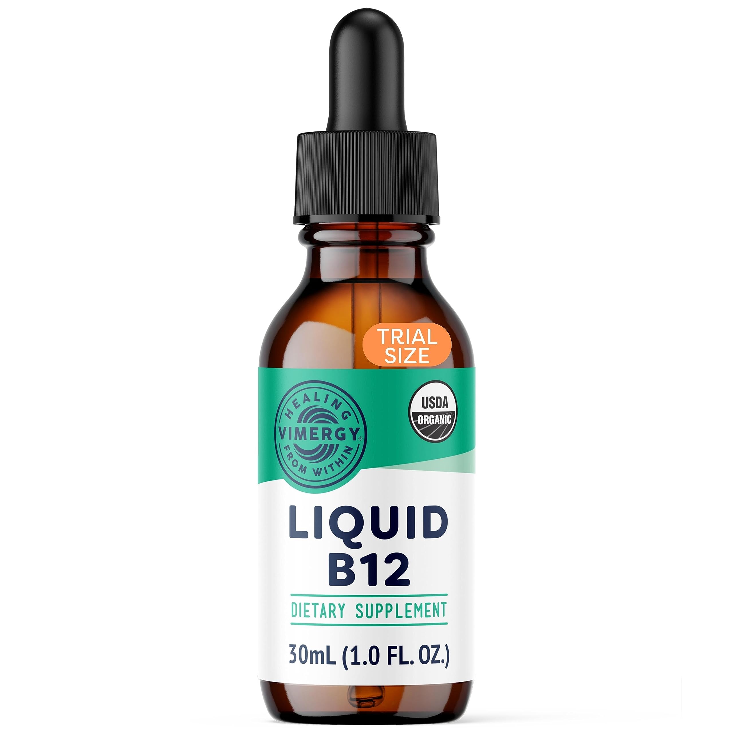 VimergyOrganic Liquid Vitamin B12 Supplement 2500 mcg, Methylcobalamin & Adenosylcobalamin Fast-Absorbing Energy Support USDA Organic, Vegan, Non-GMO B12 Vitamins for Women & Men 30 Serving (30 mL)USDA Organic
