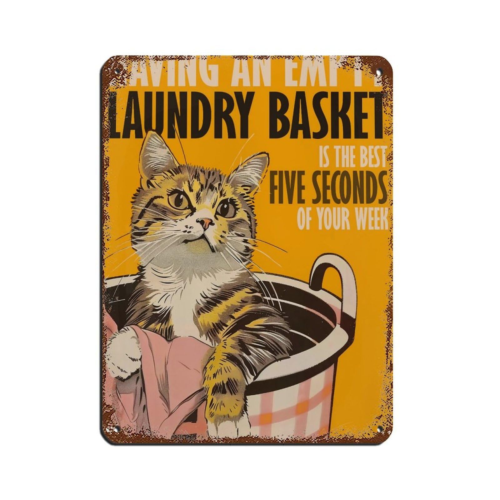 Laundry Vintage Cat Poster Tin Sign Vintage Metal Pub Club Cafe Bar Home Wall Art Decoration Poster Retro 12x16inch(30x40cm)
