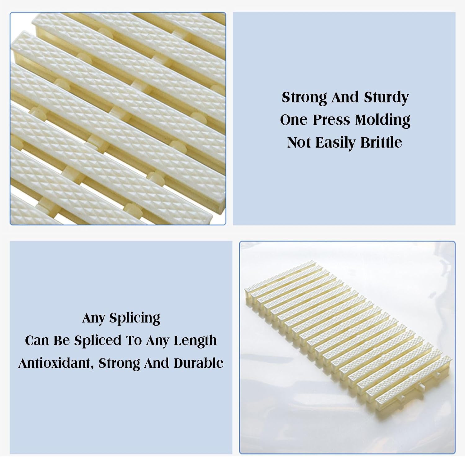 Drainage Overflow Grate,Swimming Pool Drainage Grate,Activity Grating Cover with Rhombus Texture,3-Hole Splicing,for Driveways Patios Decks(20x 100CM,10 Pieces)
