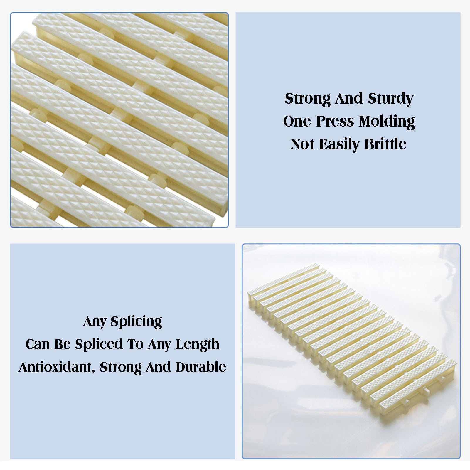 Rejillas para Piscinas, Rejilla de desagüe de rebosadero para Piscinas y Patios, diseño de Empalme de 3 Orificios, Cubierta Duradera con Textura de rombo, Juego de 4 Piezas (30 x 100 cm) - I