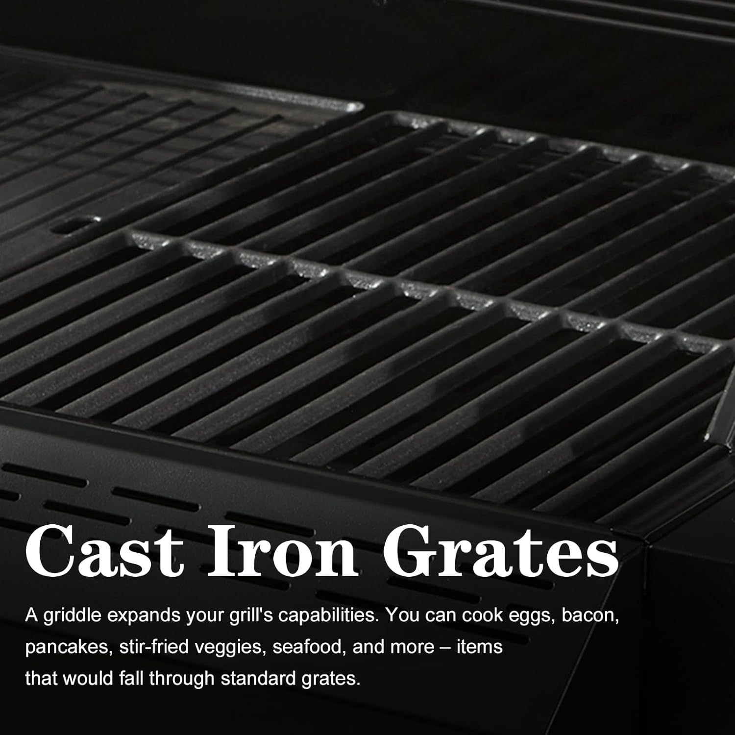 4 + 1 Burner Gas Grill Cast Iron Griddle Grill Combo, BBQ Propane Grills with Side Burner 50000BTU Heavy Duty Barbucue Grill With Cover, Black