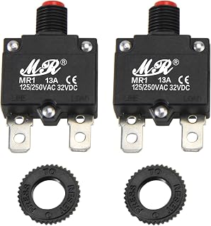 13 Amps Thermal Circuit Breakers 125/250V AC 32V DC Push Button Manual Reset Overload Protector Switch 13A 2 Pack