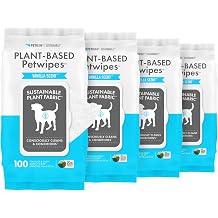 Petkin Plant-Based PetWipes, 100 Wipes, 4 Pack - Biobased, Sustainable, Big & Thick Pet Wipes for Dogs & Cats - for Face, Paws, Ears, Body & Eye Area - Consciously Cleans & Conditions - Vanilla