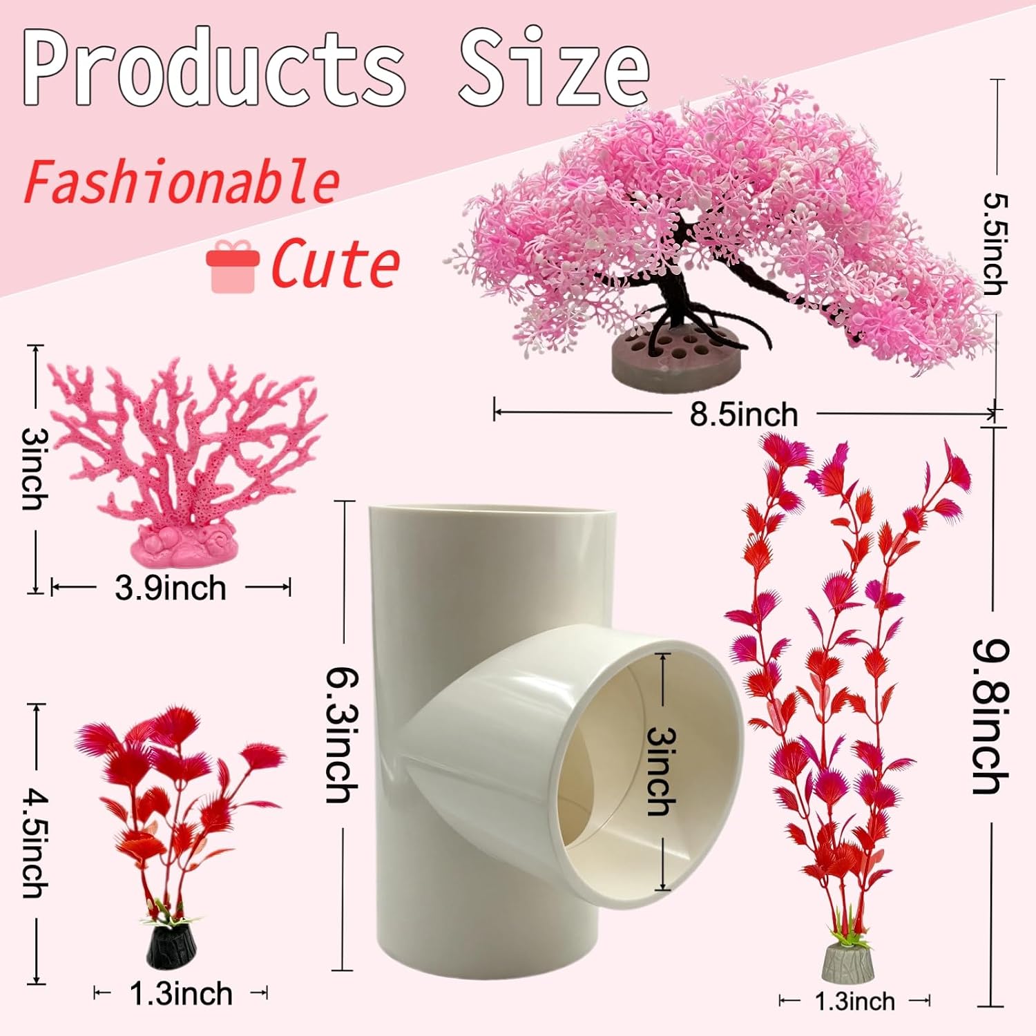 Axolotls Hide Tube for Aquarium with Silk Plants for Tank Decor,Aquarium Cave for Axolotl (Large, White) image 3