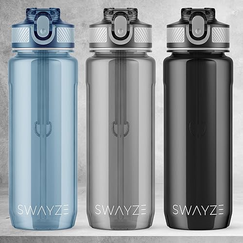 Miniatura 3 de Botella de agua personalizada con pajilla, botella de agua personalizada, botella de agua con nombre personalizado (gris, personalizable)