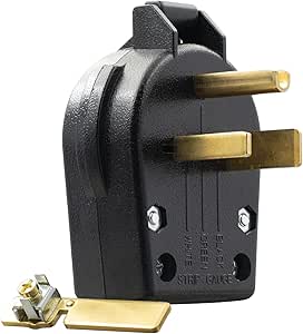 ELEGRP NEMA 6-30P &amp; 6-50P Heavy Duty Angle Plug, 30/50 Amp 250V 3 Prong Power Plug for Welder/Generator, Industrial Grade, Grounding, 2 Pole 3 Wire, UL Listed, 1 Pack