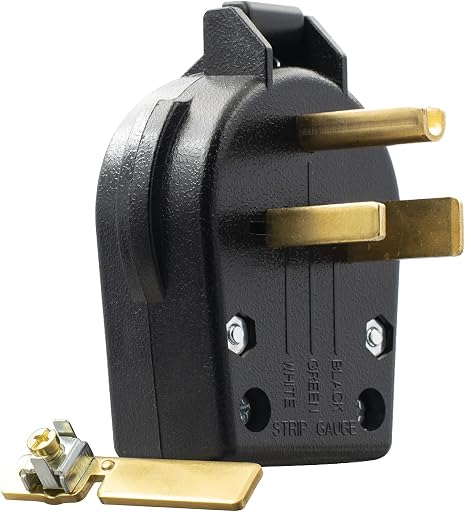 ELEGRP NEMA 6-30P & 6-50P Heavy Duty Angle Plug, 30/50 Amp 250V 3 Prong Power Plug for Welder/Generator, Industrial Grade, Grounding, 2 Pole 3 Wire, UL Listed, 1 Pack