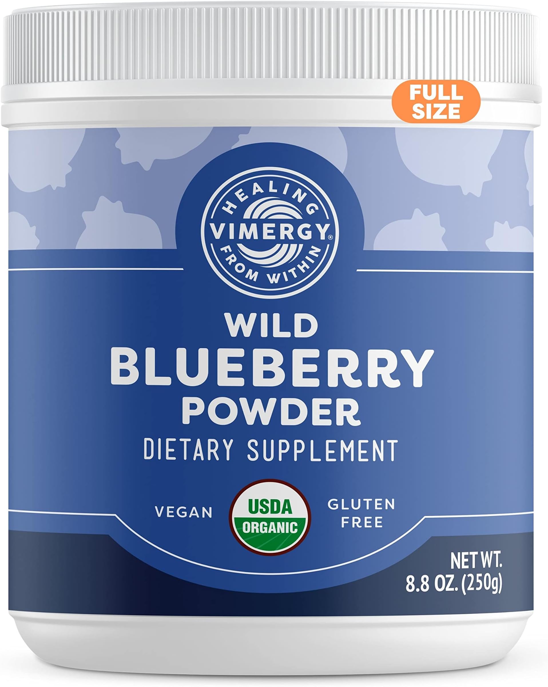 Vimergy Wild Blueberry Powder –Protects Brain Health* - Supports Cardiovascular Function* – USDA Organic, Vegan & Gluten-Free – 250g