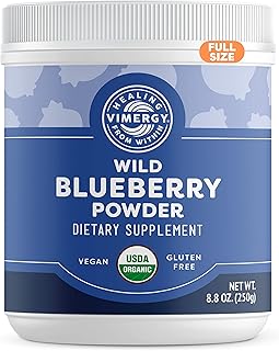 Vimergy Brain Body Protect - Wild Blueberry Whole-Fruit Powder with Horsetail & Bamboo Silica for Brain, Heart & Detox Support. USDA Organic, Vegan, Gluten-Free, Kosher (250g)