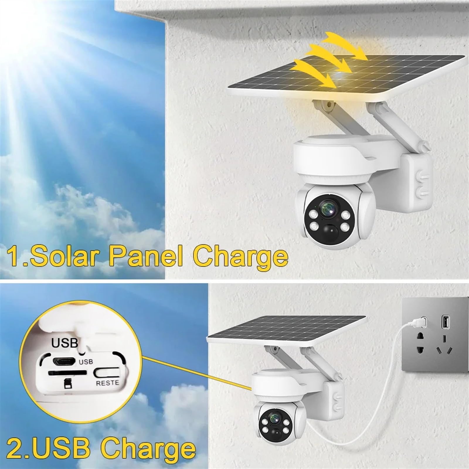 Kamera słoneczna 4G Wi-Fi Bezpieczeństwo Solarna kamera PTZ IP Zewnętrzna bezprzewodowa ochrona wideo Kamera PTZ IP Dwukierunkowa rozmowa audio Noktowizor Łatwa instalacja(4MP 4G 32GB Card)