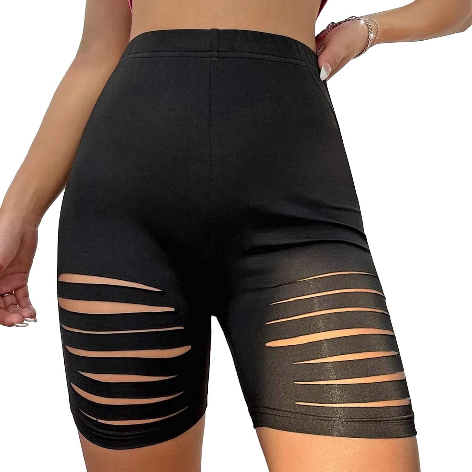TTAO Women's Cut Out Yoga Shorts Scrunch Booty Shorts High Waist Short Leggings Gym Rave Dance Bottom