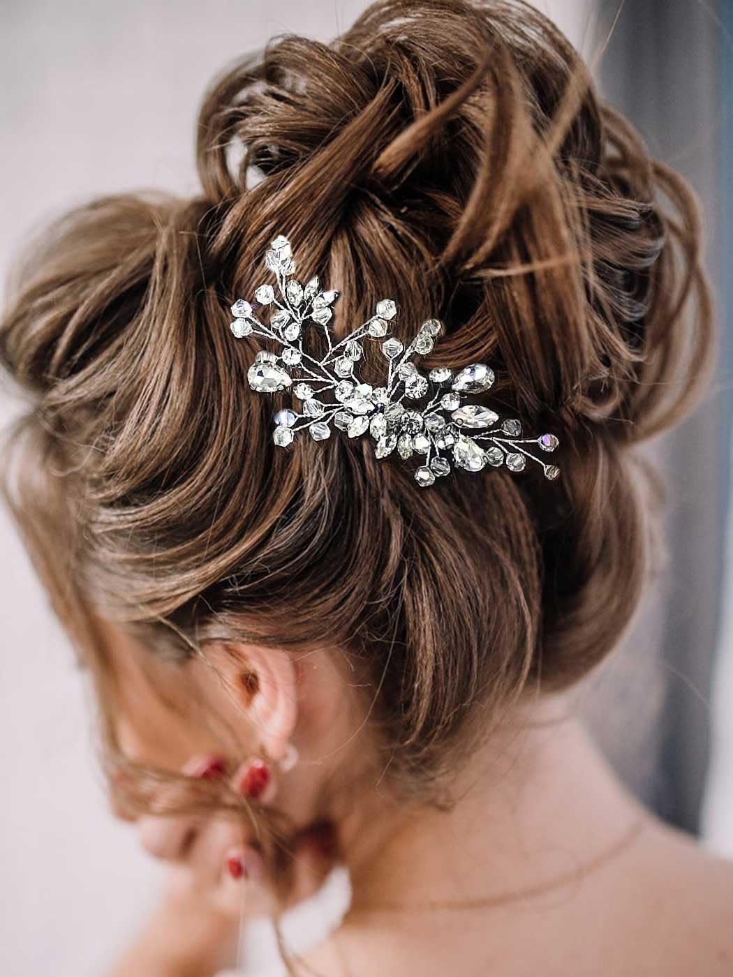 Asooll Crystal Hair Comb Silver Wedding Hair Accessories Bride Rhinestone Hair Pieces for Women