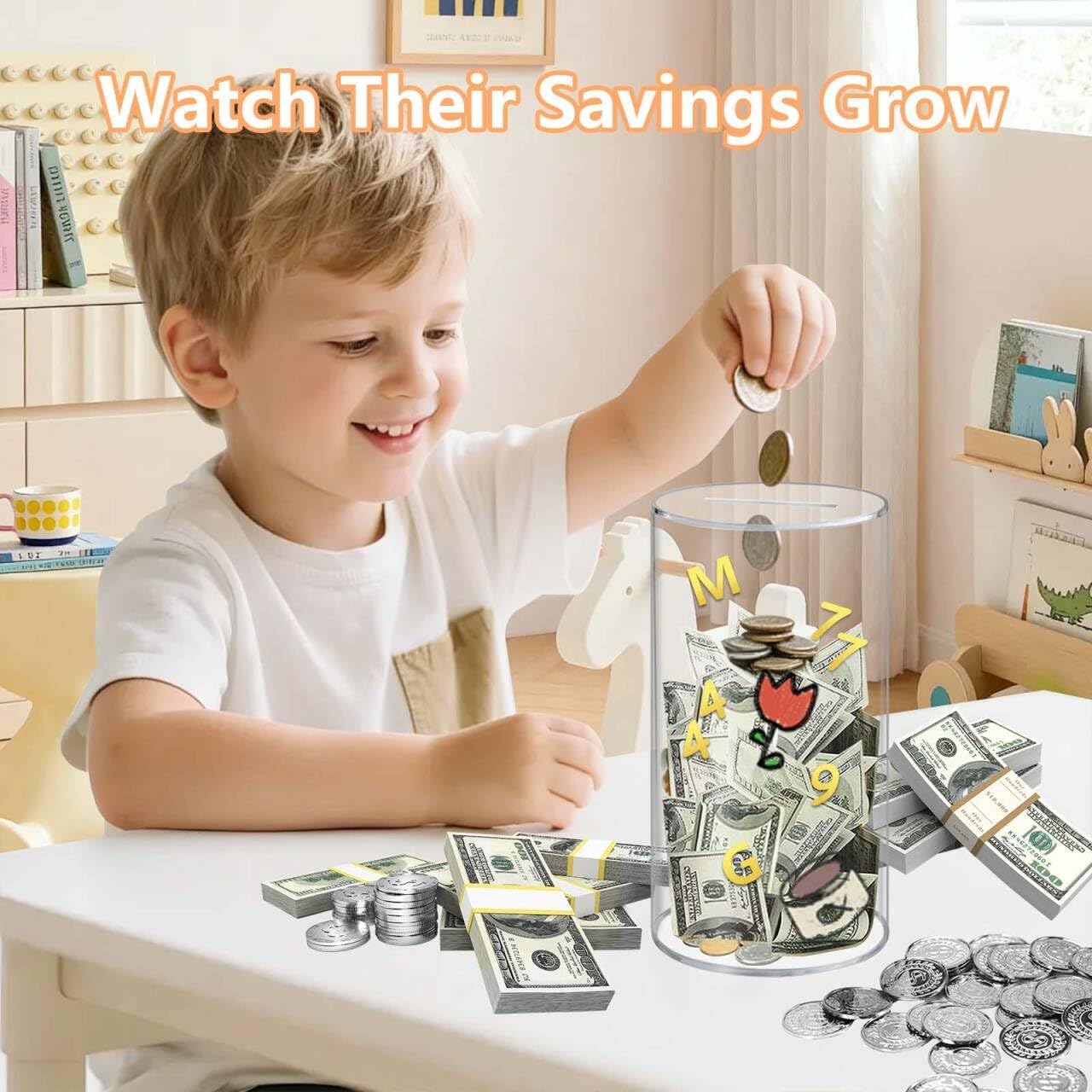 Clear Acrylic Piggy Bank –Must Break to Open Money Saving Box for Adults & Kids, Unopenable Cash Jar for Financial Goals, Large/Medium/Small Sizes, Birthday Gift & Home Decor (Large)