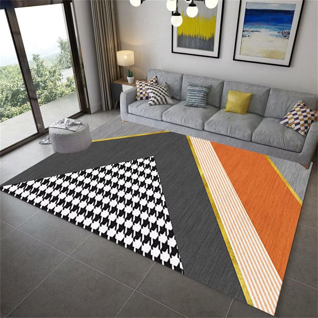 Tapis chambre enfant fille pliable et court de salon design moderne 120X200