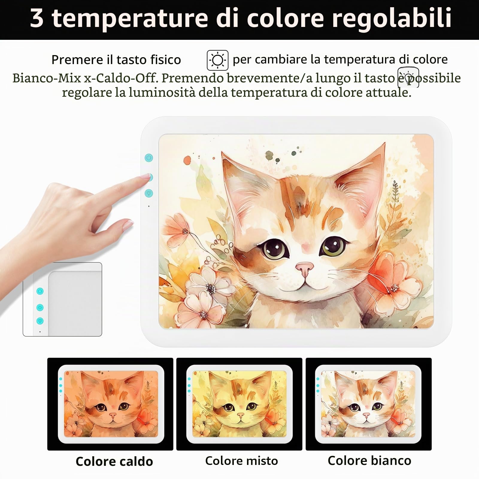TOHETO A4 Super luminoso Ricaricabile Lavagna Luminosa per Disegnare Alimentato da una batteria al litio da 3500mAh per Weeding Vinyl Tool,Portatile Tracing Light Pad Board Box per Pittura Diamante