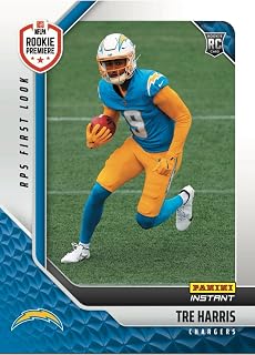2025 Panini Instant Tre Harris RC #RPSFL-36 - First Look -Chargers Rookie Football Trading Card- Los Angeles - Each Card Stamped 1 of 443 on back. Shipped in Protective Screwdown Holder!