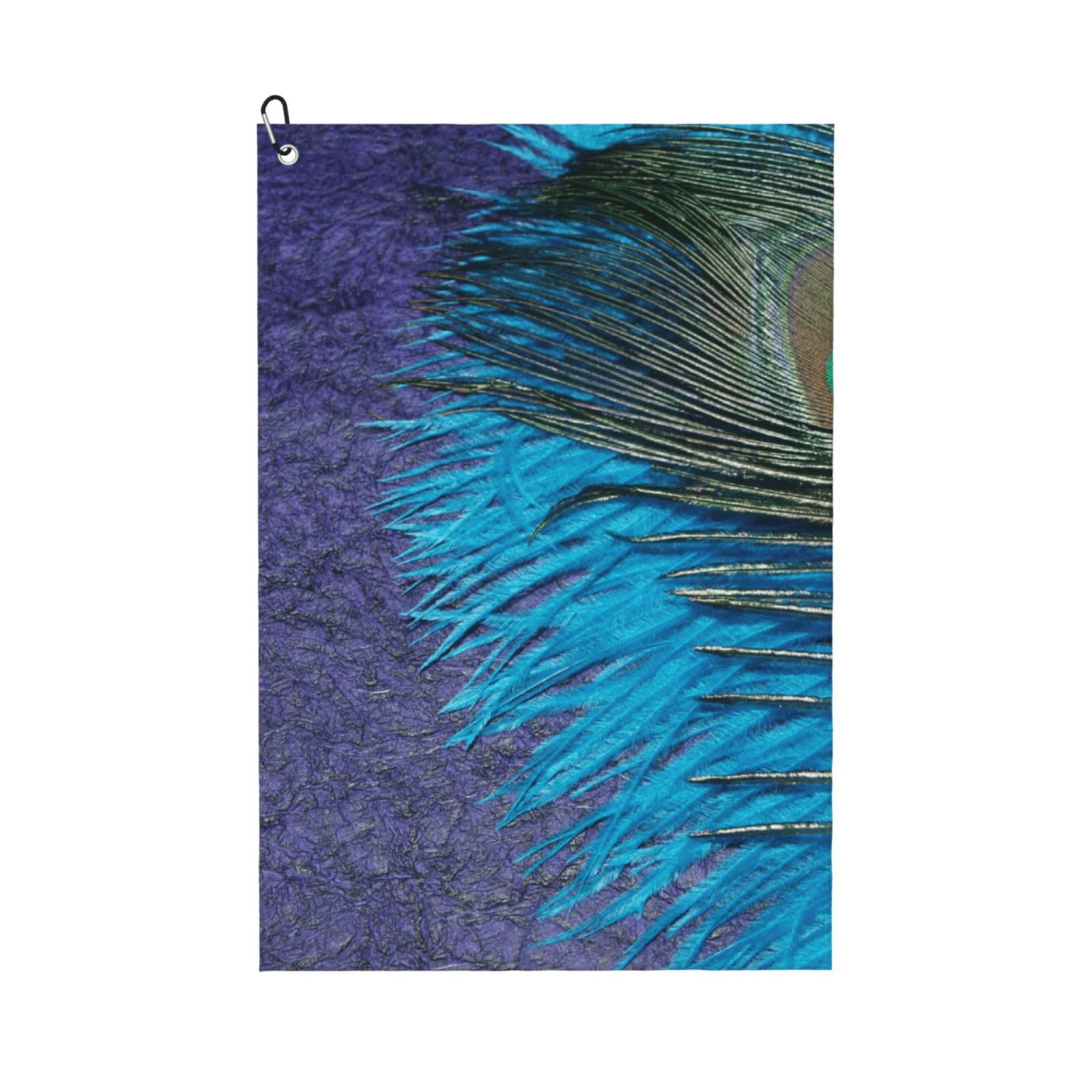 Hnnkloy Purple And Teal Peacock, 16x24 in Portable Waffle Golf Towels with Carabiner Clip for Golf Bag