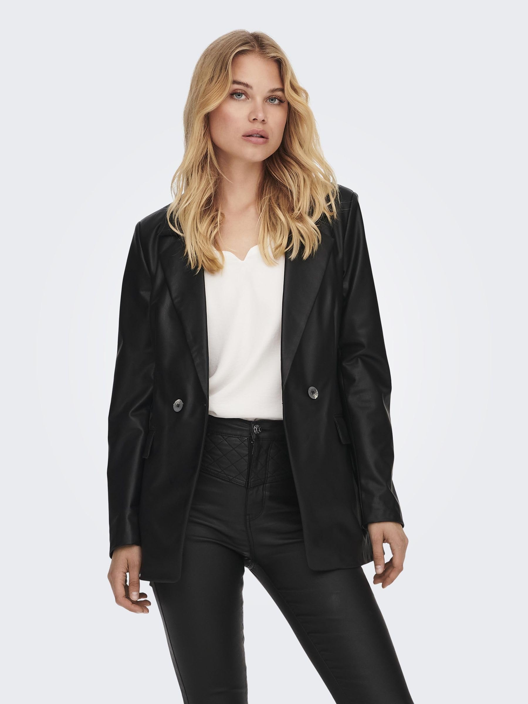 ONLY Onlpapaya Faux Leather Fit Blazer CS Otw Mujer
