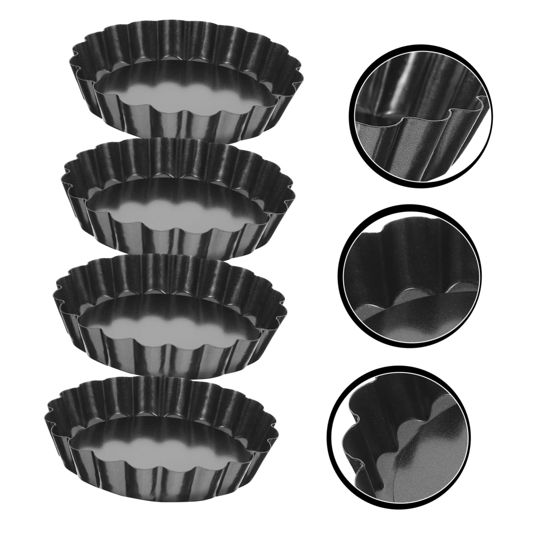 Cabilock 8Pcs Mini Pans Non Stick Egg Tart Molds with Removable Bottom Tart Baking Molds for Pies Quiche and Desserts for Home and Bakery Use