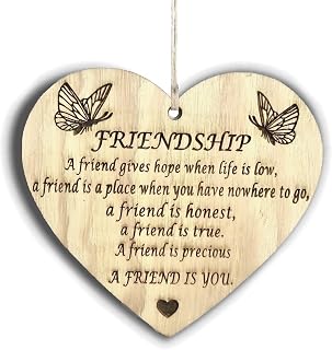 Pet-Jos Friend gift Friendship Wooden Hanging Heart Plaque Gift for Your Best Friend Heart Wooden Sign Friendship Quote Gift FBA
