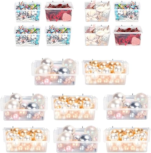 Miniatura 8 de Yookeer Kit de 16 cubos de tablero de clavijas con ganchos, organizadores de almacenamiento de plástico, contenedores de pared para tablero de