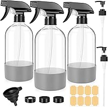 3Pcs Amber Empty Glass Spray Bottles 500ml Glass Spray Bottles for Cleaning, Plants, Essential Oils, Hair Care, Refillable Empty Sprayer with Adjustable Nozzle