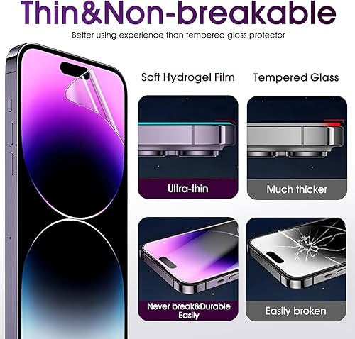 Miniatura 4 de Paquete de 3 protectores de pantalla de película de hidrogel para iPhone 13/iPhone 13 Pro, protector de pantalla de TPU suave HD para iPhone 13/13