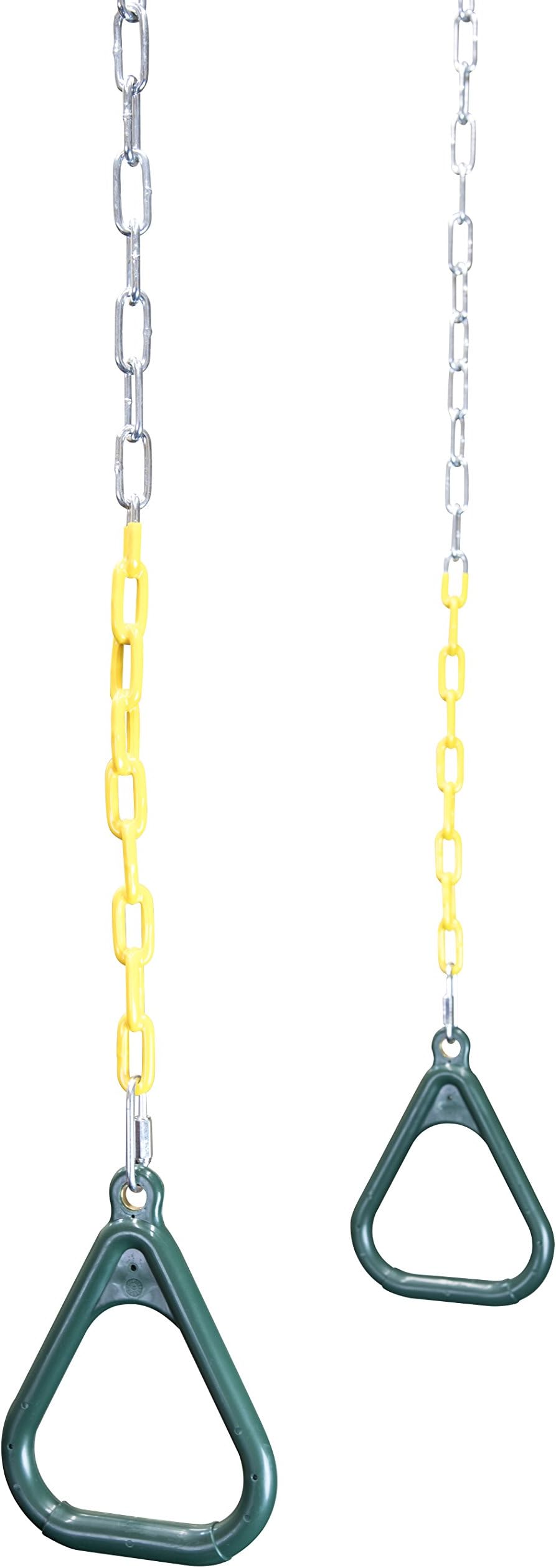 Squirrel Products Trapeze Gym Rings with Chains - Plastic Coated Chains - Swingset Replacements & Additions - Children Ages 3 Years & Older