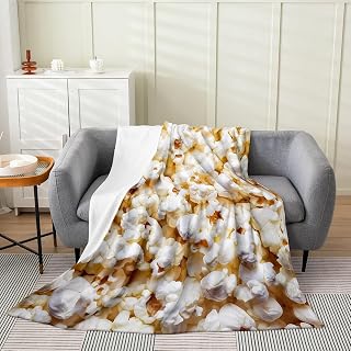 Erosebridal Popcorn Throw Blanket - 3D Pop Corn Fleece for Bedroom, Living Room, Movie Theme Decor - Luxury Soft Plush Cinema Food Snack Fuzzy Blanket, Throw Size