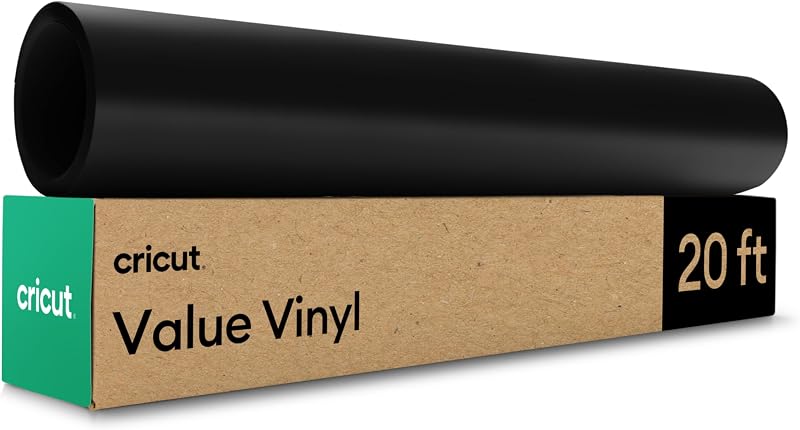 Cricut Value Permanent Vinyl, Matte Black (12 in x 20 ft) | For Custom Crafts, Decals, Labels, & More - Dishwasher Safe - Works with Cutting Machines Including Maker, Explore