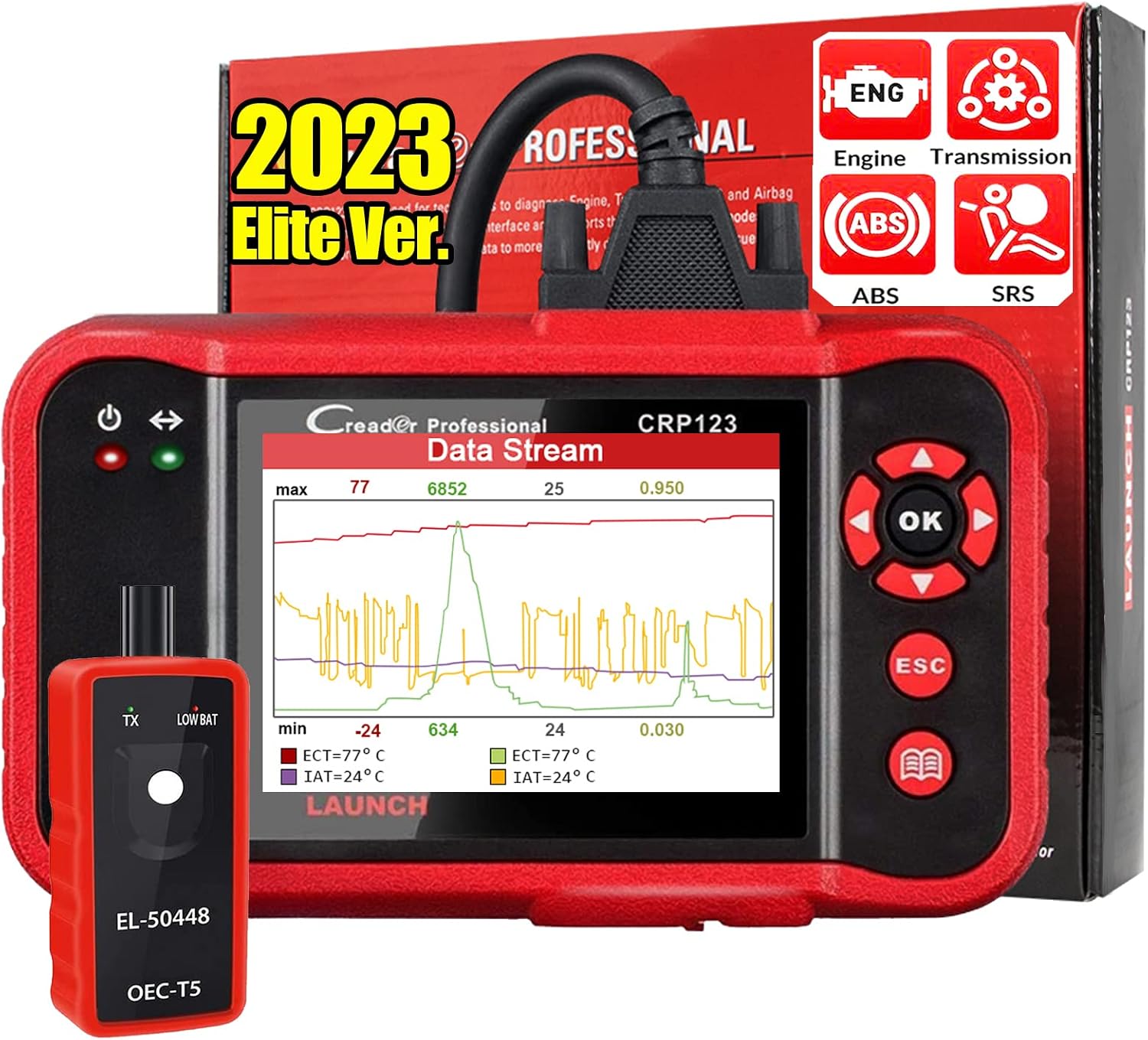 LAUNCH CRP123 OBD2 Scanner Engine/ABS/SRS/Transmission Code Reader Car Diagnostic Scan Tool,Full OBDII Modes Automotive Scanner,Live Data Stream Graph,Free Update