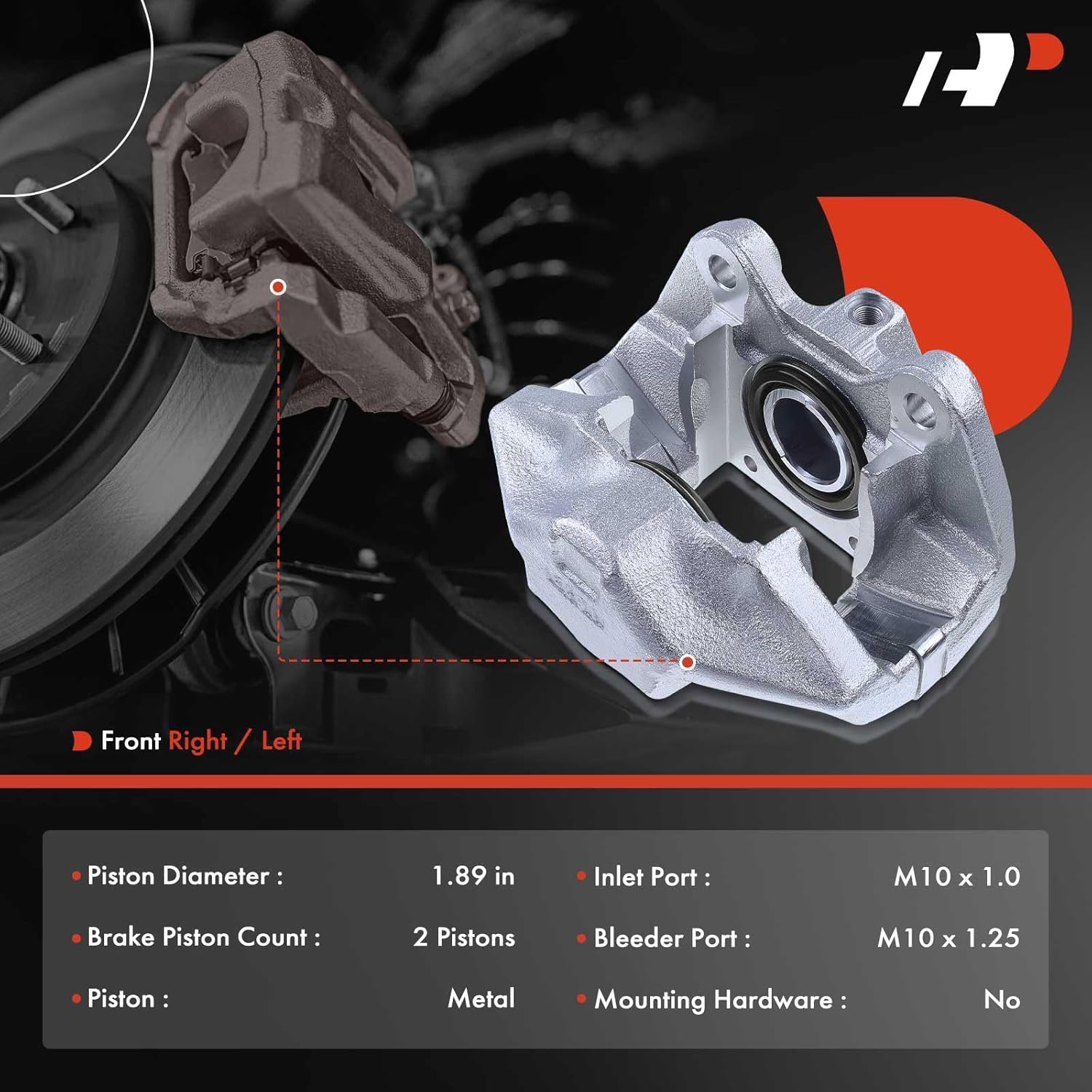 A-Premium Disc Brake Caliper Assembly Compatible with Select Porsche Models - 911 1984 1985 1986 1987 1988 1989 3.2L - Front Right Passenger Side