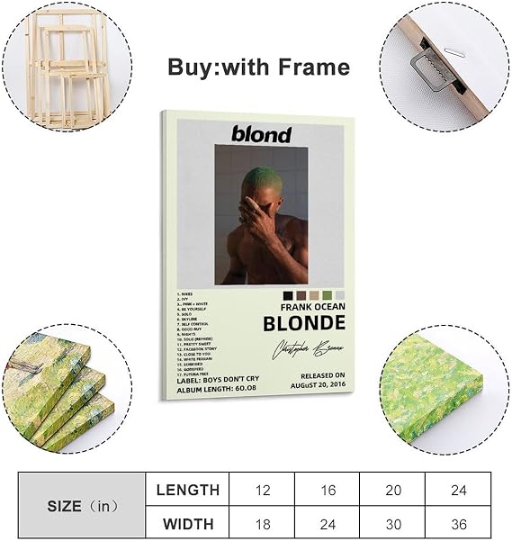 BERULL Frank Poster Blonde Poster Album Cover Poster Canvas Poster Bedroom Decor Sports Landscape Office Room Decor Gift 12x18inch(30x45cm) Frame-style