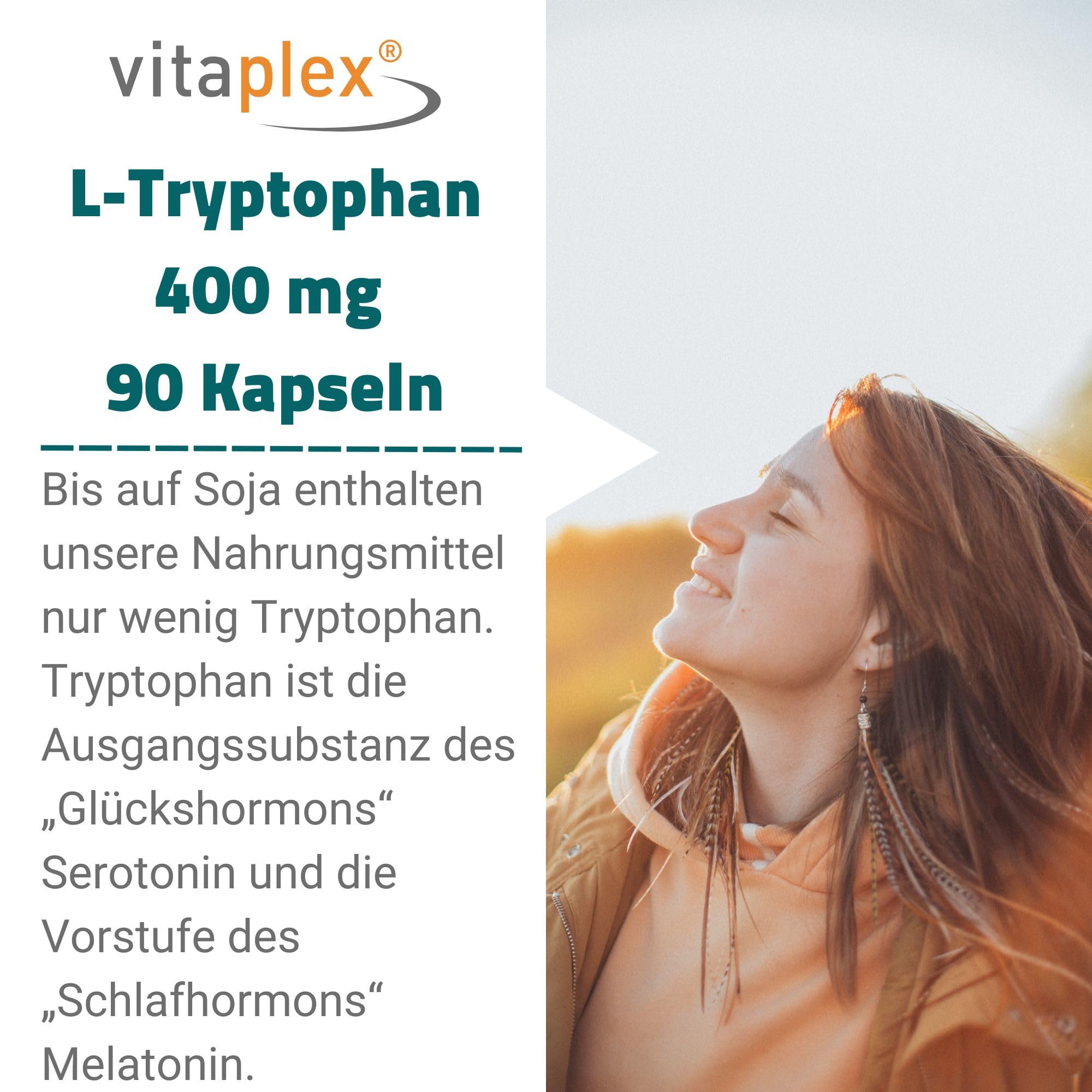 L-Tryptophan hochdosiert Kapseln (400 mg, 90 Tabletten) - L Tryptophan Aminosäuren Kapseln - vegan und vegetarisch