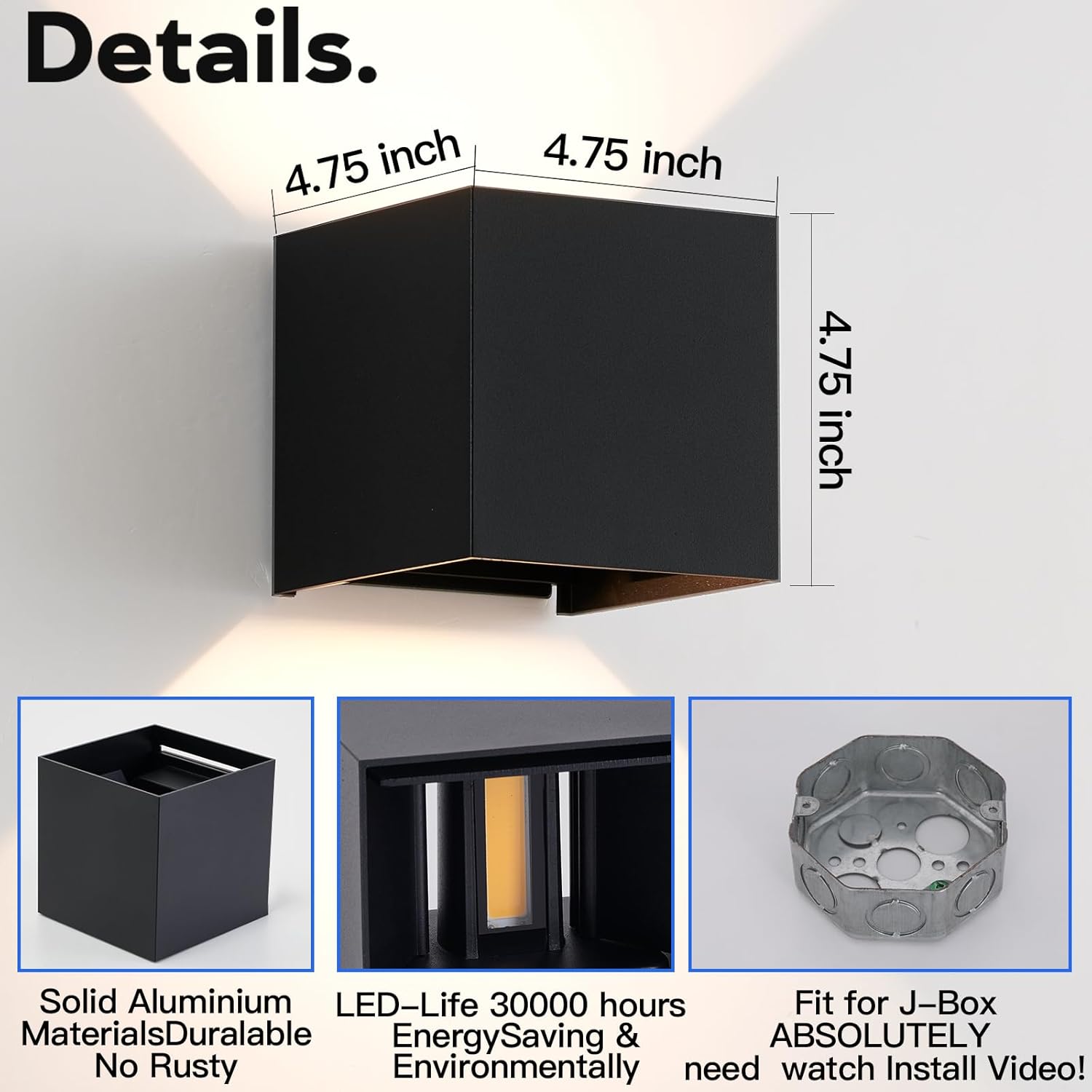 Modern Wall Lights 4 PCS LED Wall Pack Light Waterproof Outdoor Sconces for Porch Patio