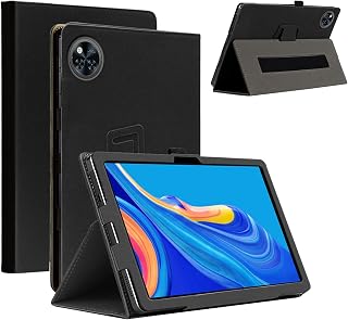 Tablet Hülle für DOOGEE U11/U11 Pro, Ultra Dünn PU Leder Abdeckung Klappständer Schutzhülle Auto Schlaf/Aufwachen Magnet Case Cover mit Stifthalter und Handschlaufe,Schwarz