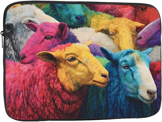 Laptop Bag Shockproof Portable with Fashion Multiple Colorful Sheep Pattern Handbag for Business Trip Work University