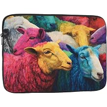 Laptop Bag Shockproof Portable with Fashion Multiple Colorful Sheep Pattern Handbag for Business Trip Work University
