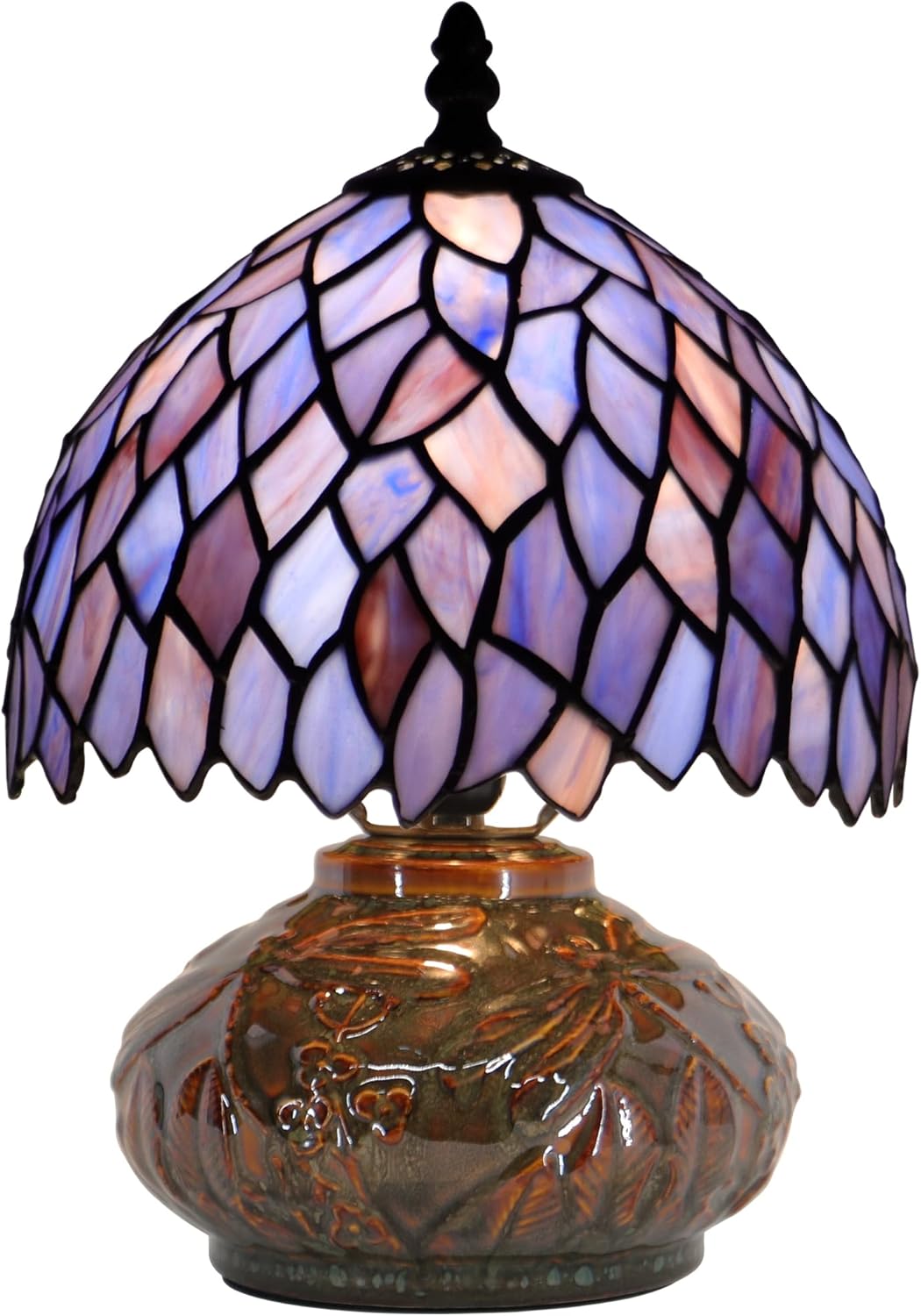 Small Tiffany Table Lamp Mini Mushroom Stained Glass Lamp Memory Sympathy lamp 8X11 Inch (Wisteria Style)