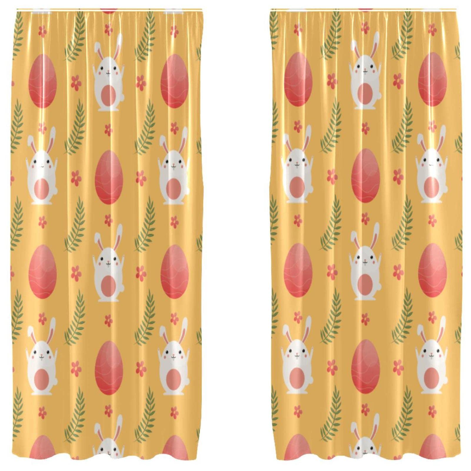 Cortinas amarillas de conejo para sala de estar, dale un toque alegre al cuarto de los niños