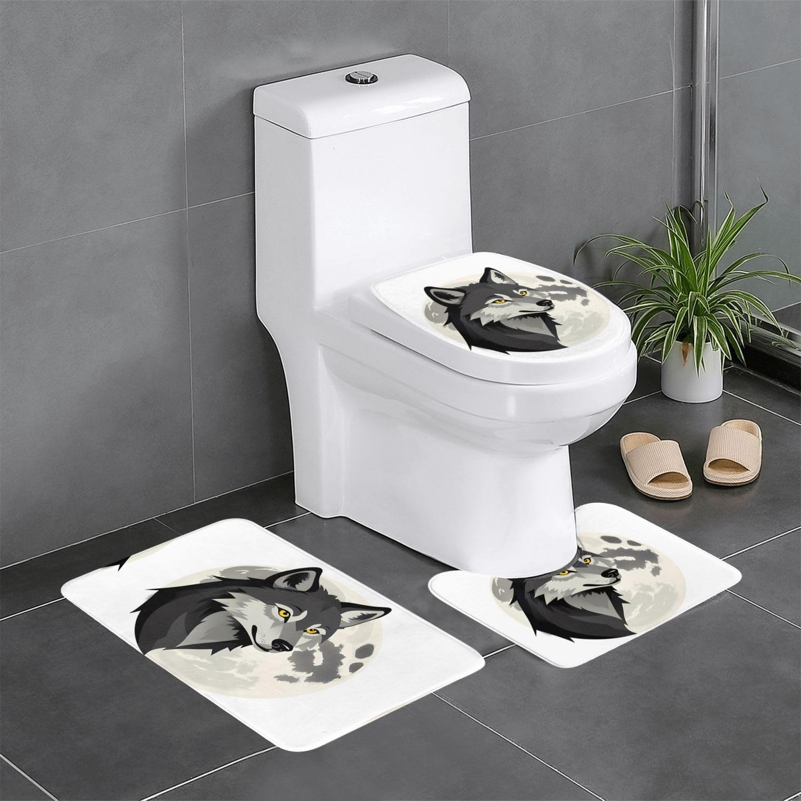 Tapis de salle de bain loup et lune pour transformer votre douche quotidienne