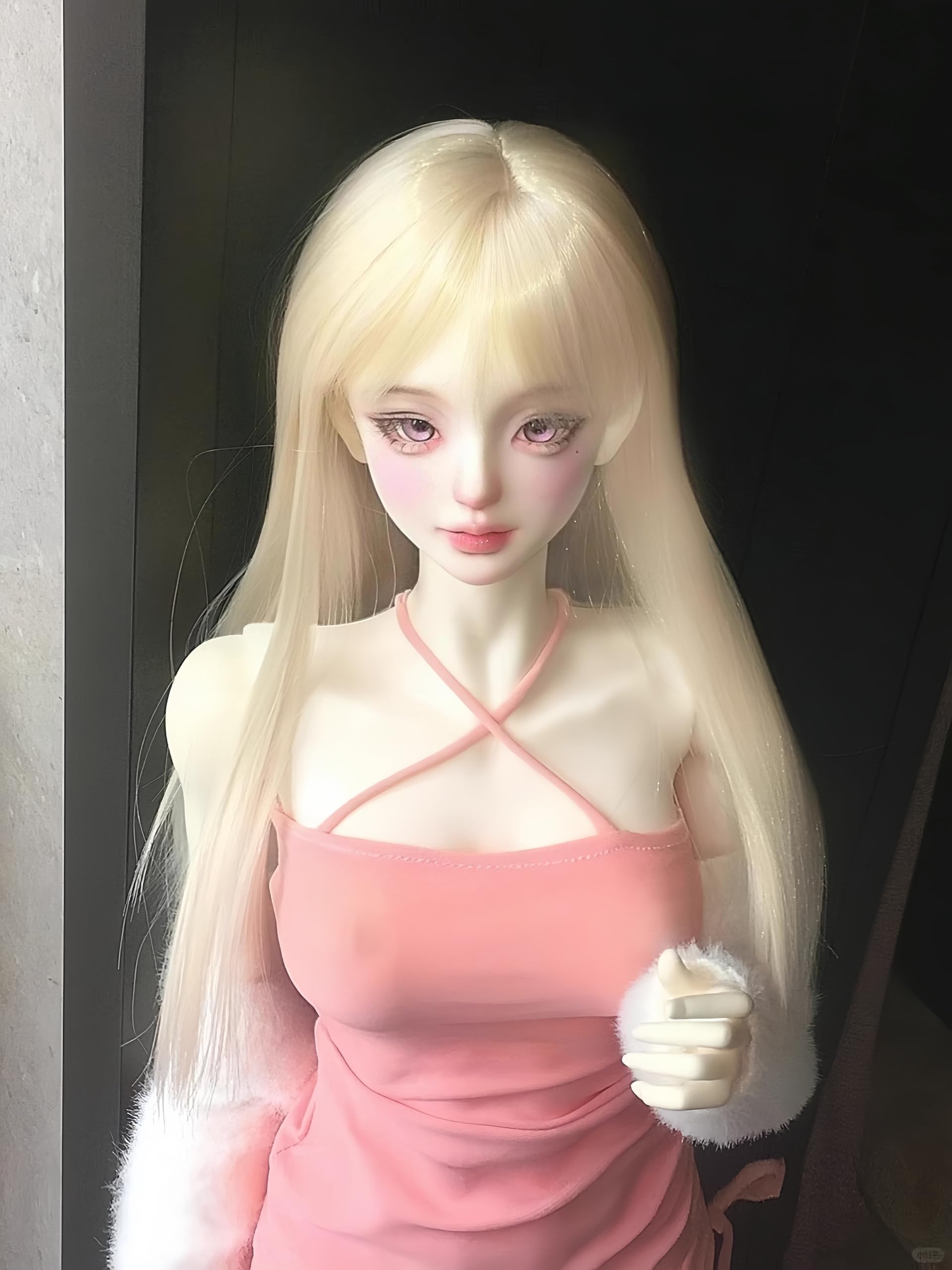 BJD - Parrucca per bambole, capelli lunghi e morbidi, capelli ricci naturali, capelli mossi, capelli lisci, per bambole BJD da 1/3 1/4 1/6 (capelli lisci neri 1/3)