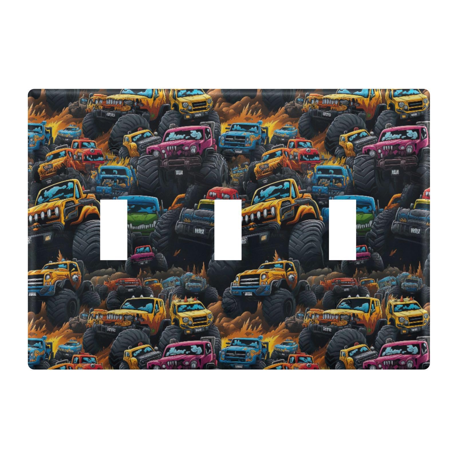Light Switch Cover Monster Truck Wall Plates for Electrical Outlets 3 Gang 202a8593
