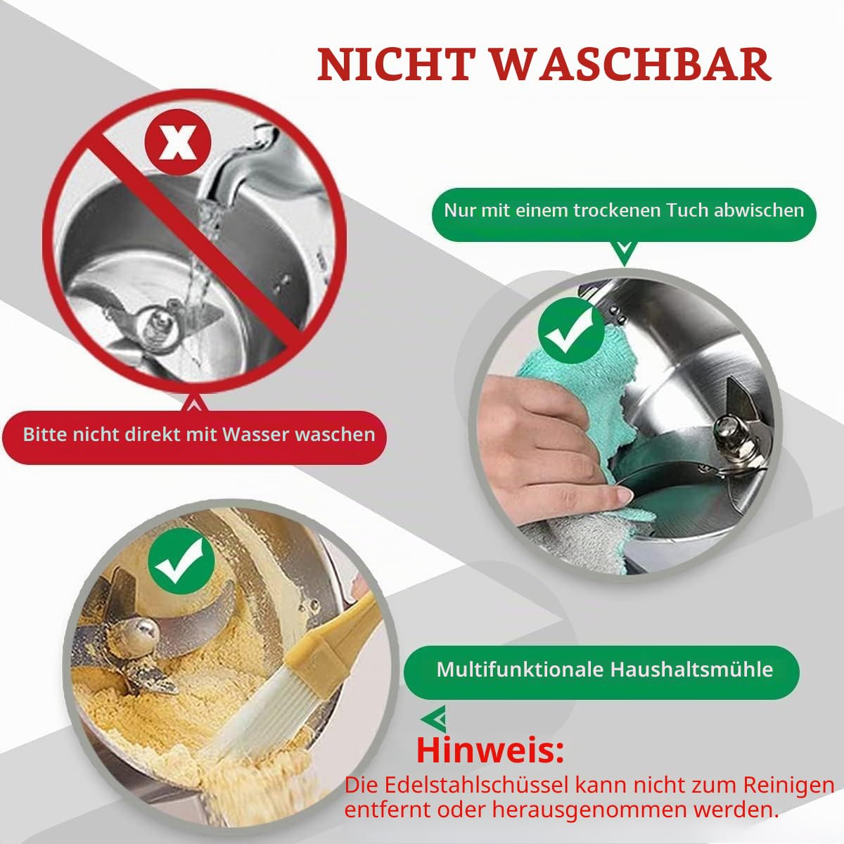 LEJIEYIN Elektrische Kräutermühle 550 g Hochgeschwindigkeits-Gewürzmühle aus Edelstahl Elektrische Mehlmühle Kräutermühle Superfeine Pulvermaschine für trockene Lebensmittel Grin