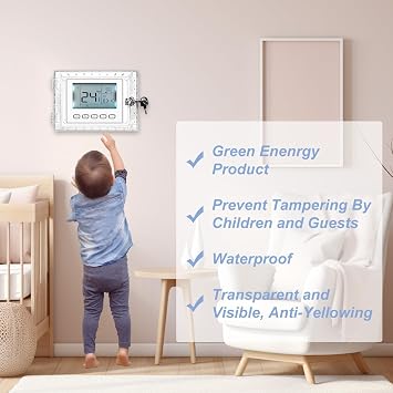 Qivine Thermostat Lock Box with Key, Universal AC Lock Box Cover with Key Thermostat Cover with Lock, Lockable Thermostat Lock Box with Key, Clear Lock Box for Thermostat on Wall