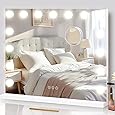 Chende Hollywood Vanity Mirror with Lights, Large LED Makeup Mirror for Wall, Replaceable Bulbs and Gloss Metal Frame, Outlet Included, 31.5 x 25.6 Inches (White)