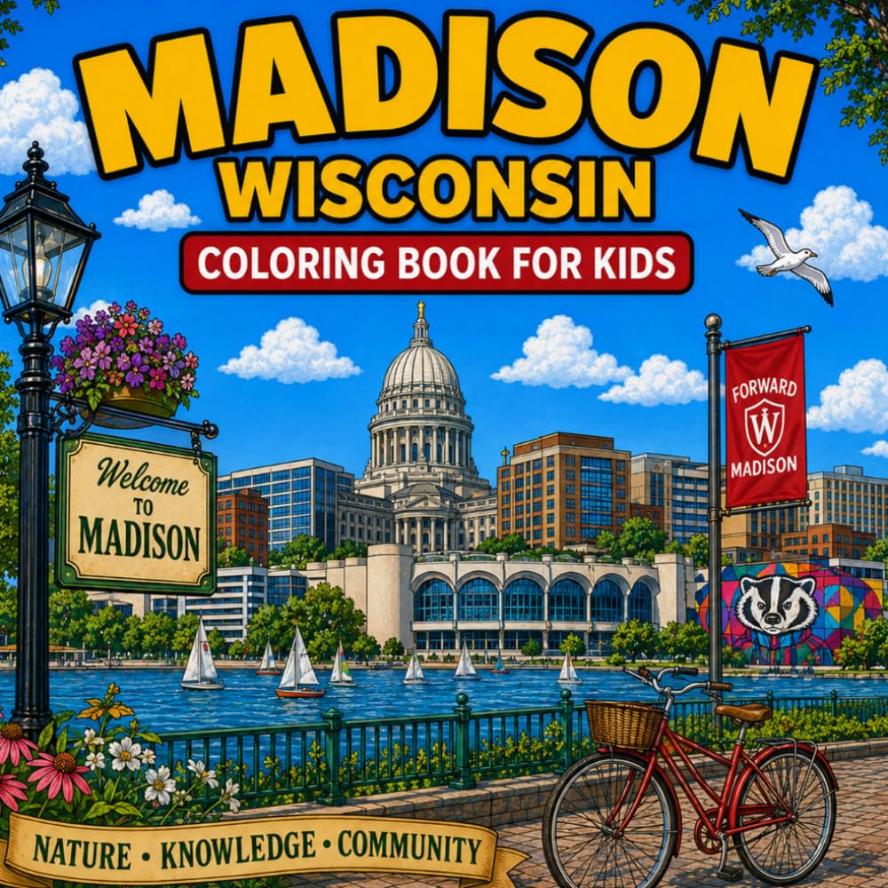 Madison Landmarks Coloring Book for Kids: Color the most famous landmarks of Madison, Wisconsin! (American Landmark Series - Kids Coloring Books)