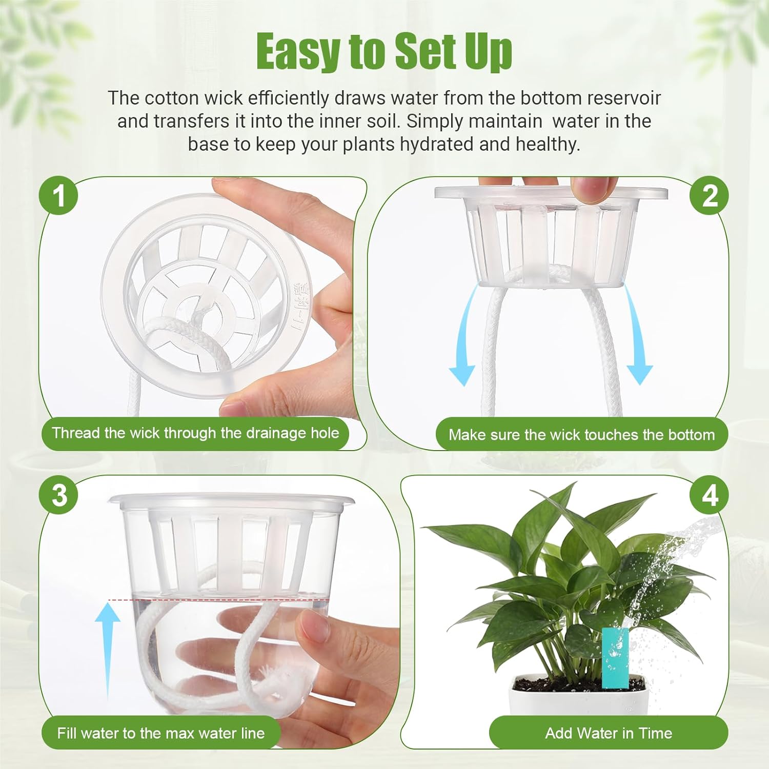 60 Packs 3.3" 4.5" Plastic Clear Nursery Pots with Humidity Dome Self Watering Seed Starter Pots Kits Hydroponic Basket Plant Labels Automatic Watering Container for Planting Seedling